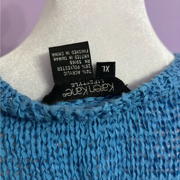 Karen Kane Lifestyle Blue Woven Cardigan - Picture 4 of 4